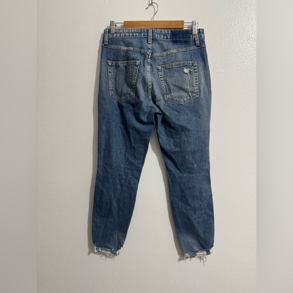 AMO Women’s High Rise Stix Crop Jeans – Size 29, Medium Wash,‎ Distressed - Picture 2 of 4